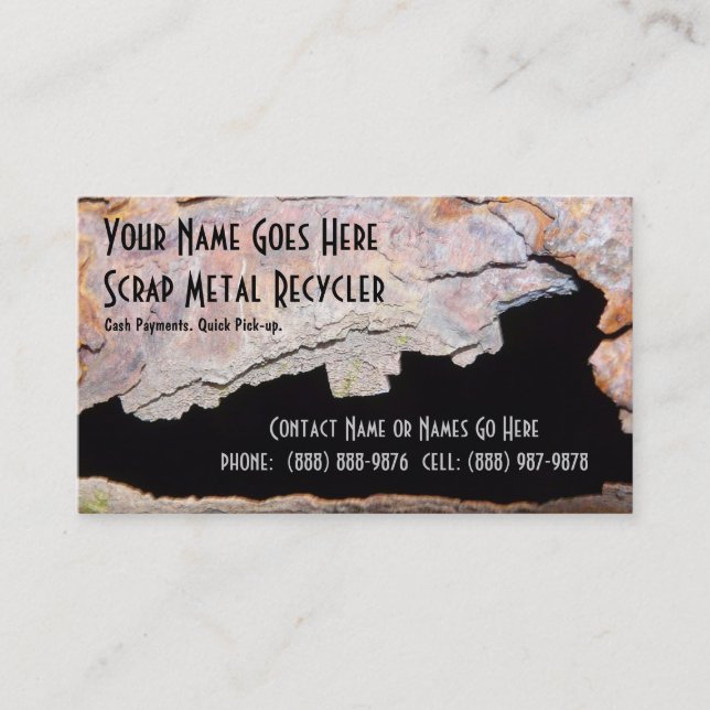 Rusty Pipe Metal Work or Scrap Recycling Business Card (Front)