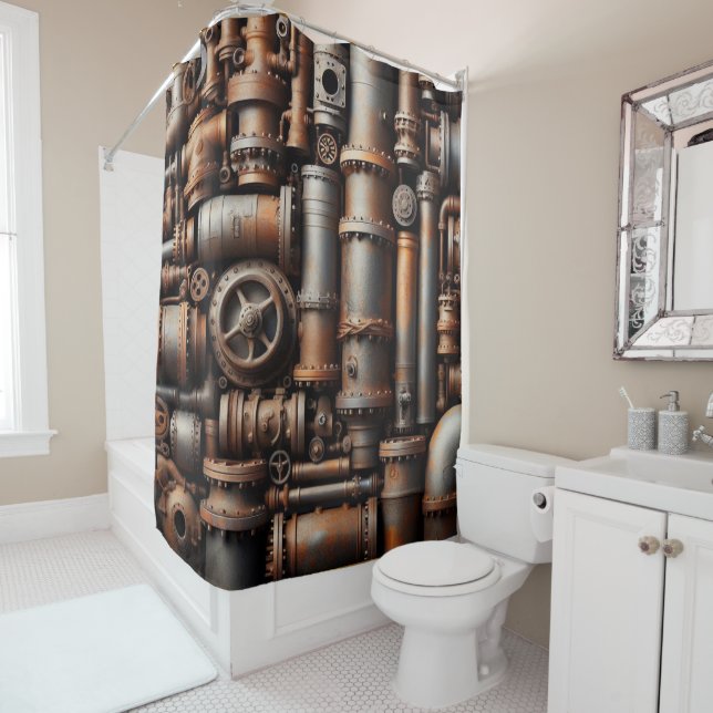 Rusty Pipes Shower Curtain (In Situ)
