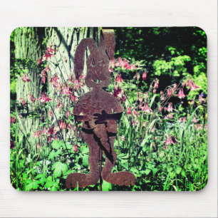 Rusty Rabbit Flower Garden Mouse Mat