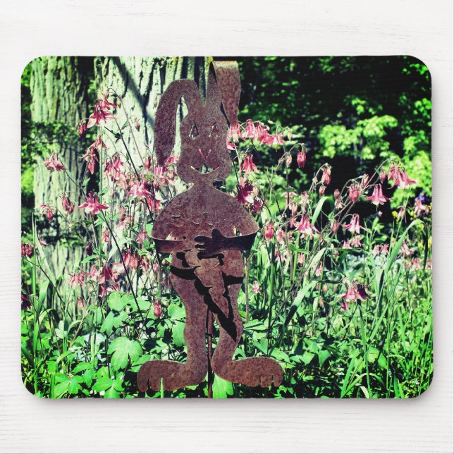 Rusty Rabbit Flower Garden Mouse Mat (Front)