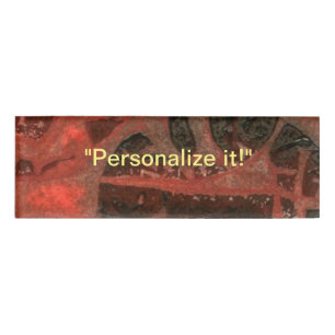 Rusty red cells with dark red brown accents name tag