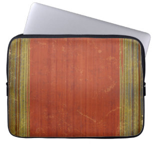 Rusty Red Green Stripes Laptop Computer Sleeve
