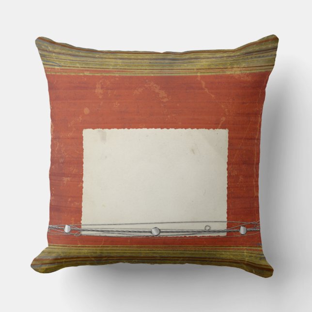 Rusty Red Green Stripes Throw Pillows (Front)