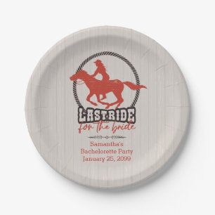 Rusty Red Last Ride For The Bride Paper Plate
