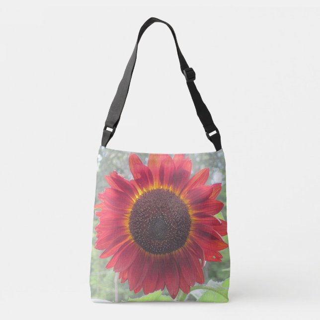 Rusty Red Sunflower Crossbody Bag (Back)