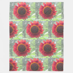 Rusty Red Sunflower Fleece Blanket