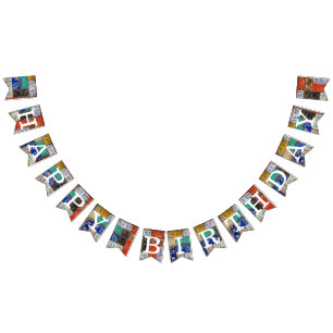 Rusty Retro License Plate Birthday Bunting