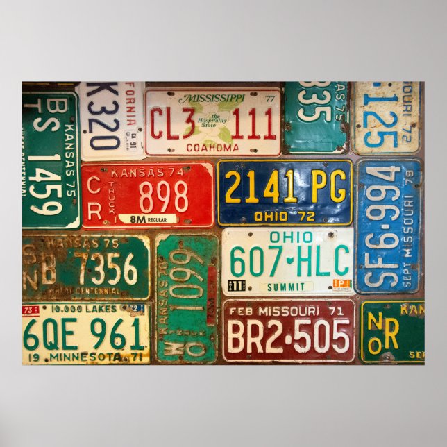rusty retro license plate collection poster (Front)