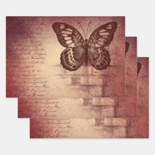 Rusty Rose Butterfly Wrapping Paper Sheet