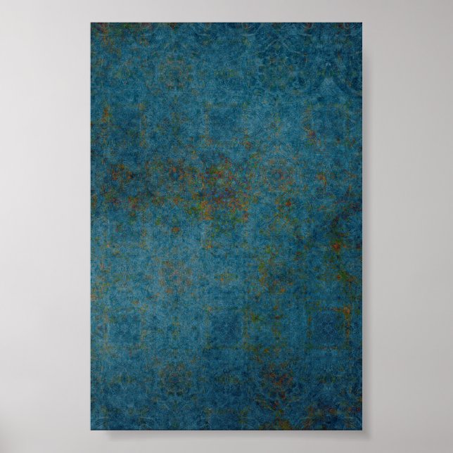 Rusty Spots Blue Pattern Background Poster (Front)