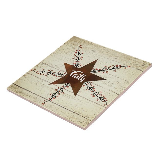 Rusty star and berries, Faith Tile (Side)