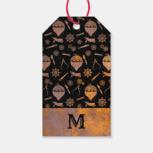 Rusty Steampunk Balloons Monogram Gift Tags