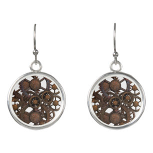 Rusty Steampunk Metal Gears Earrings