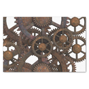 Rusty Steampunk Metal Gears Tissue Paper