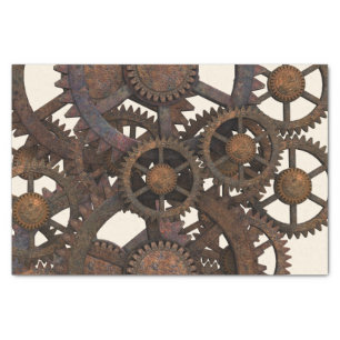 Rusty Steampunk Metal Gears Tissue Paper