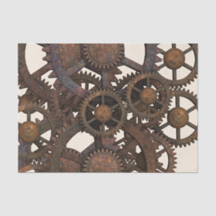 Rusty Steampunk Metal Gears Tissue Paper