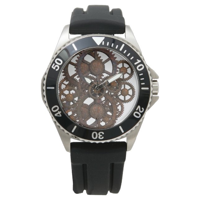 Rusty Steampunk Metal Gears Watch (Front)