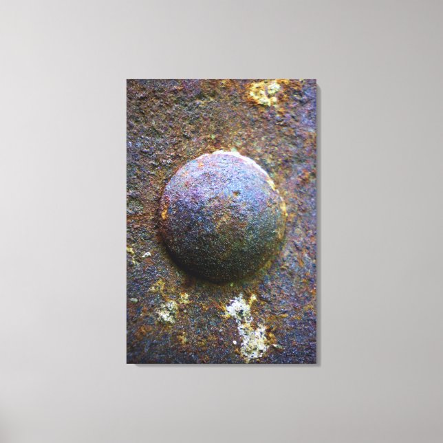 Rusty Steel Industrial Rivet Canvas Print (Front)