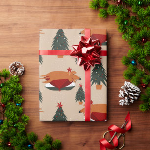 Rusty the Dog Sleeping Xmas Tree Wrapping Paper