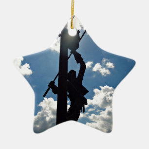 Rusty the Lineman Ceramic Tree Decoration