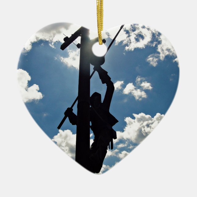 Rusty the Lineman Ceramic Tree Decoration (Front)