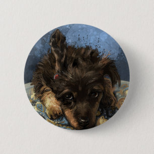 Rusty the Poodle 6 Cm Round Badge