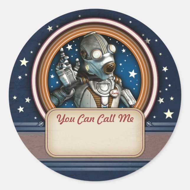 Rusty the Robot Name Tag Stickers (Front)