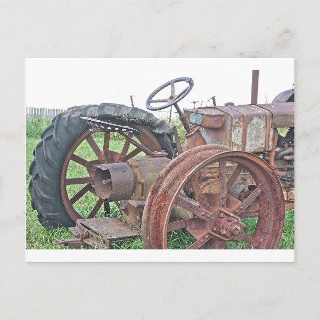 Rusty Tractor Postcard (Front)