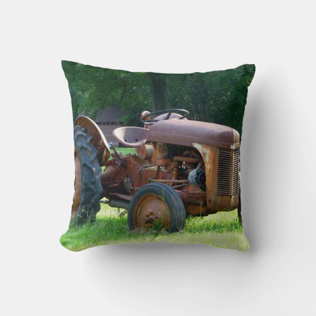 Rusty Tractor throw Pillow (Front)