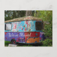 Rusty Trailer We Have Moved Postcard
