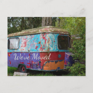 Rusty Trailer We Have Moved Postcard