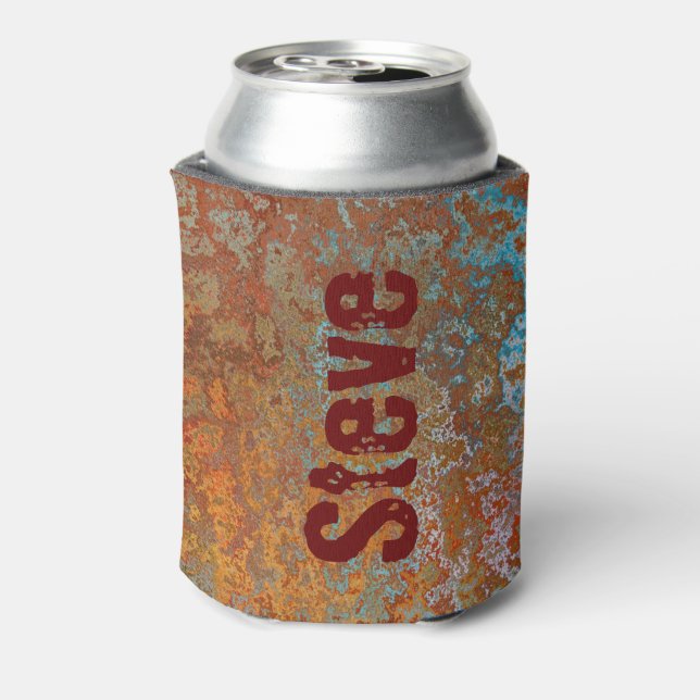 Rusty, Verdigris, Grunge Steampunk  Can Cooler (Can Back)