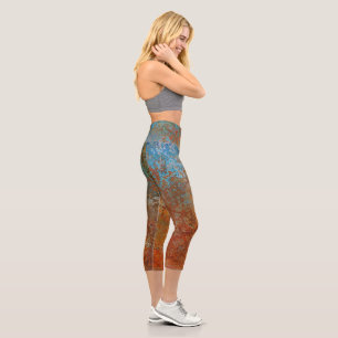 Rusty, Verdigris, Grunge Steampunk Capri Leggings