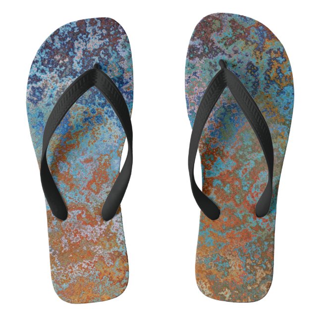 Rusty, Verdigris, Grunge Steampunk Flip Flops (Footbed)