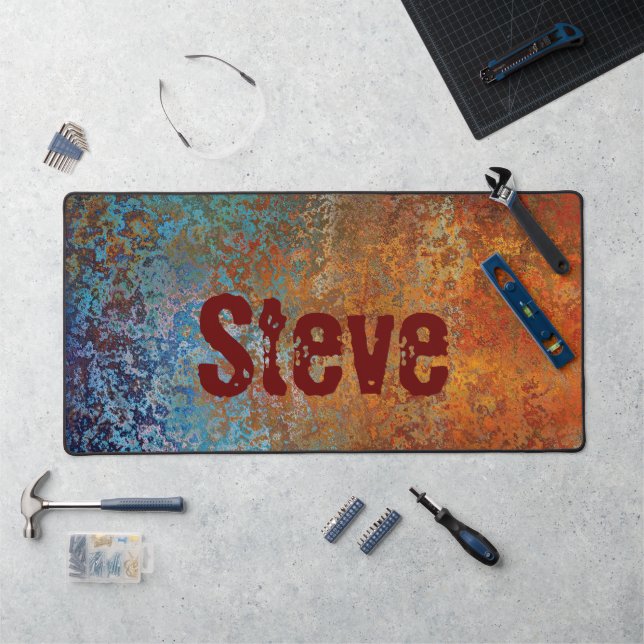 Rusty, Verdigris, Grunge Steampunk Personalised Desk Mat (Workstation)
