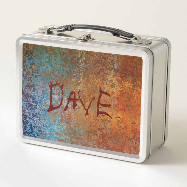 Rusty, Verdigris, Grunge Steampunk Personalised  Metal Lunch Box (Front)