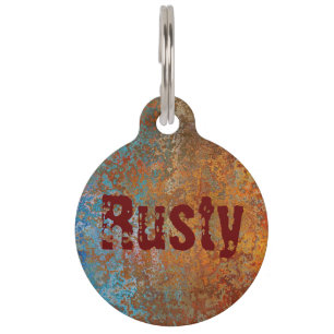 Rusty, Verdigris, Grunge Steampunk Personalised Pet Tag