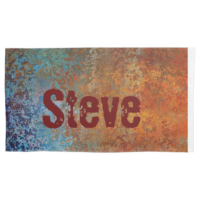Rusty, Verdigris, Grunge Steampunk Personalised Pillowcase (Front)