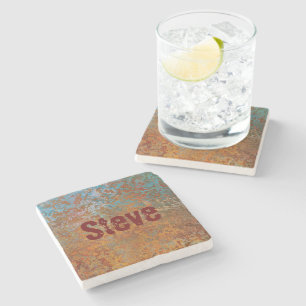 Rusty, Verdigris, Grunge Steampunk Stone Coaster
