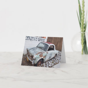 Rusty vintage car blank note card