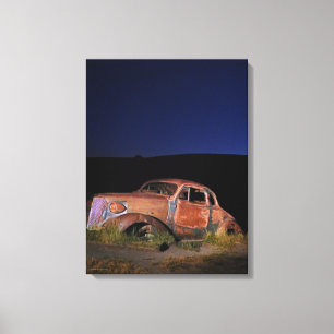 Rusty Vintage Car Dark Sky Wrapped Canvas 18"x24"