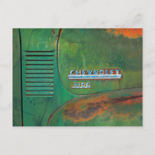 Rusty Vintage Green Truck Side Postcard
