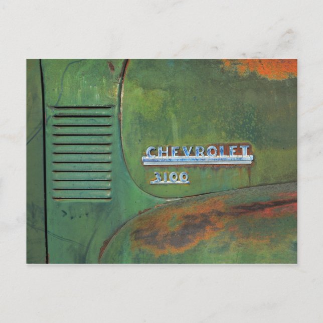 Rusty Vintage Green Truck Side Postcard (Front)