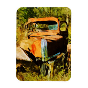 Rusty Vintage Pick Up Truck Abstract Magnet