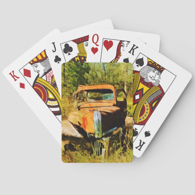 Rusty Vintage Pick Up Truck Abstract Playing Cards (Back)