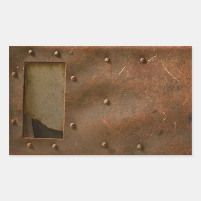 Rusty welding helmet rectangular sticker (Front)