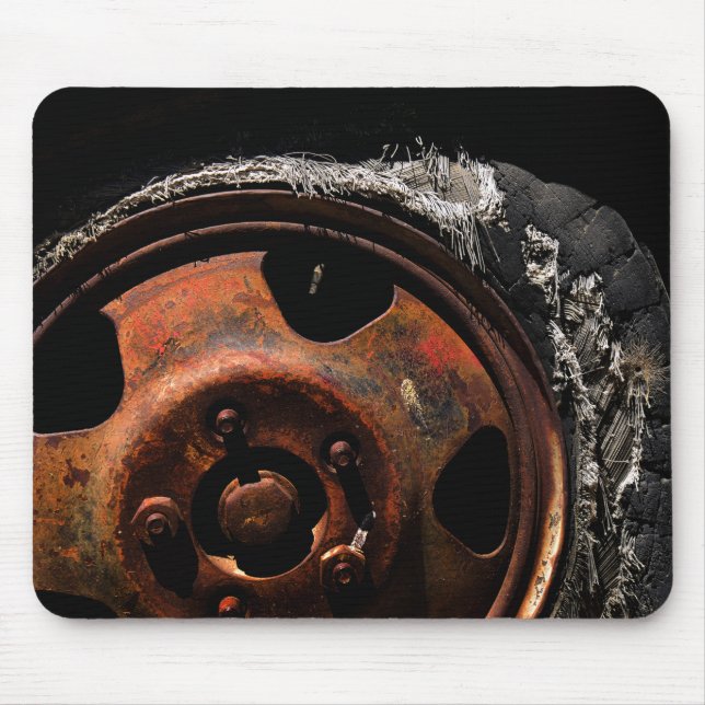 Rusty Wheel Torn Tire Macro Photograph Mouse Mat (Front)