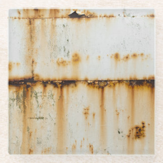 Rusty White Metal: Textured Surface Glass Coaster