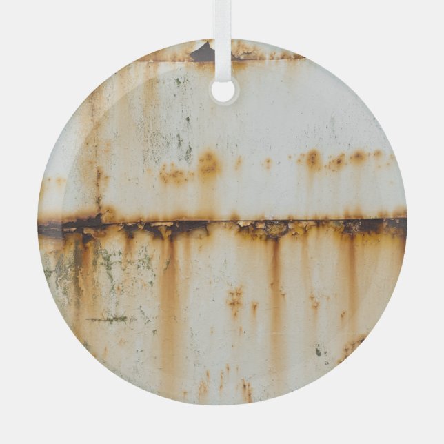 Rusty White Metal: Textured Surface Glass Tree Decoration (Front)