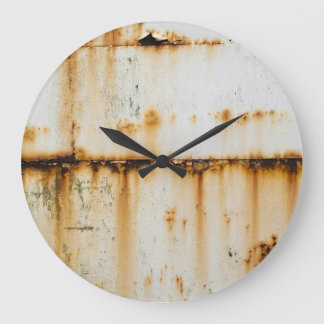 Rusty White Metal: Textured Surface Large Clock